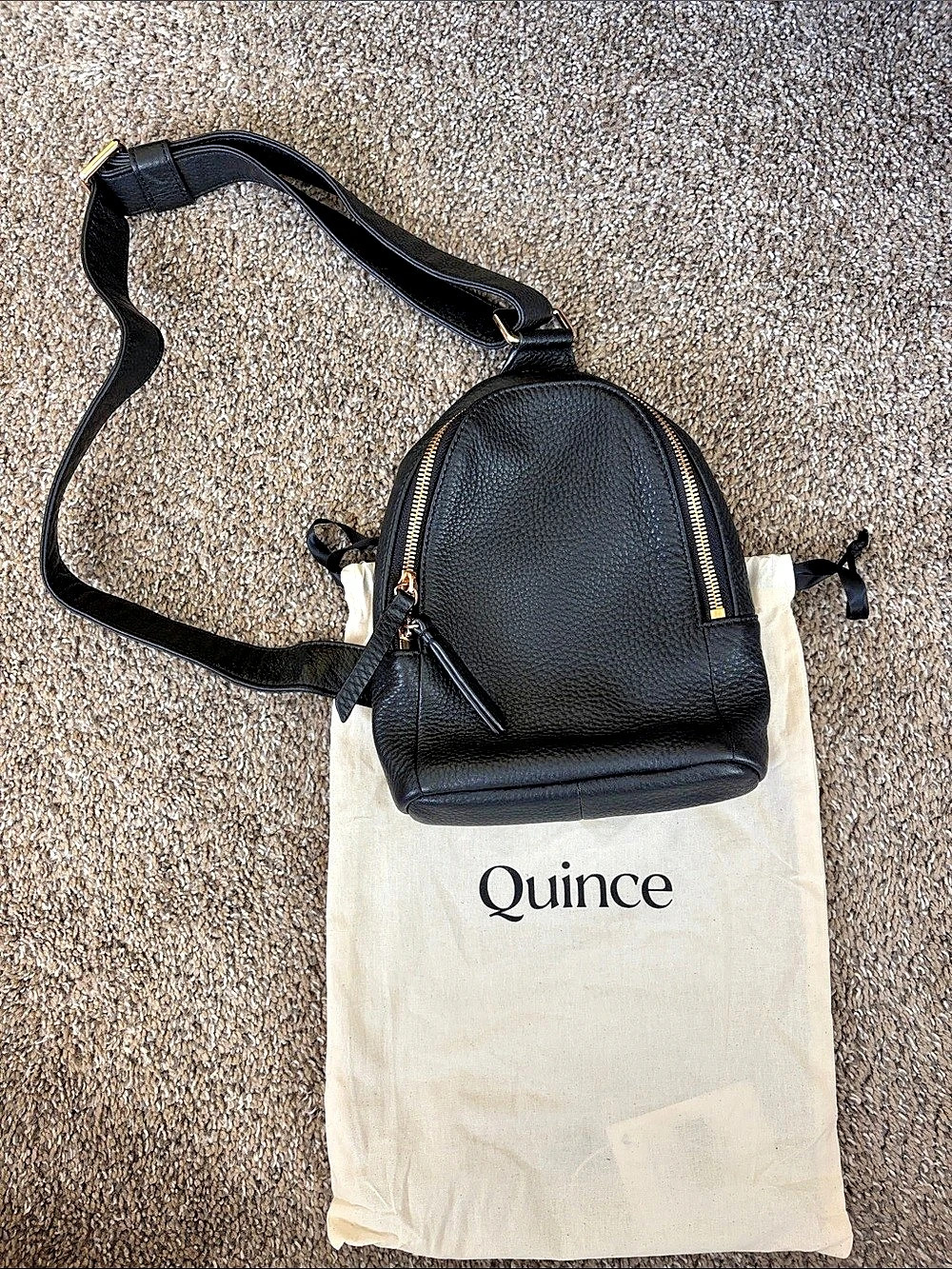 Quince Italian Leather Sling Pack Black Crossbody Bag